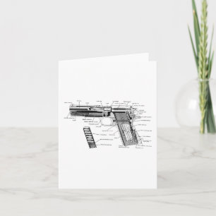 Cartão Vintage World War 1 E 2 Colt 1911 Diagrama De Part