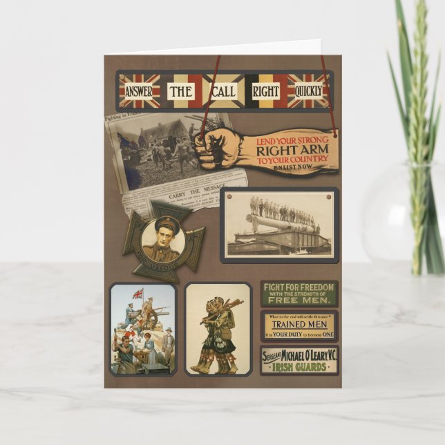 Cartão Vintage WWI "Allied Forces" Greeting Card (Frente)
