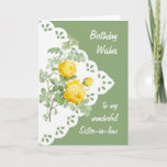 Cartão Vintage Yellow Rose Flower Sister-in-law<br><div class="desc">Vintage Yellow Rose Flower para seu aniversário cunhado</div>