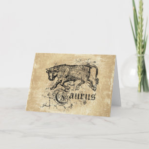 Cartão Vintage Zodiac Taurus