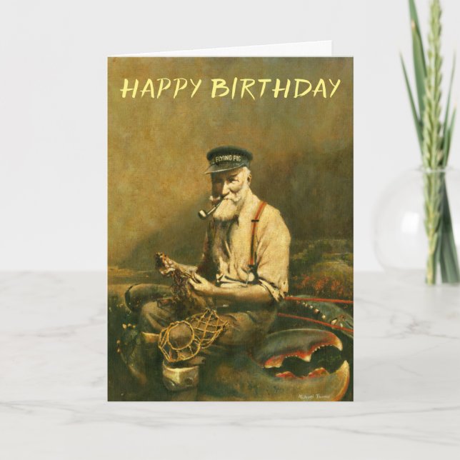 Cartão Vintageg Funny Fish man Birthday Card (Frente)