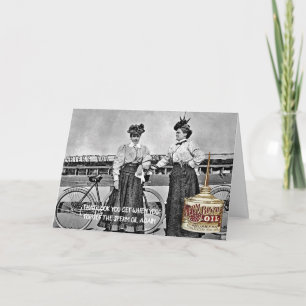 CARTÃO VINTAGEM FUNNA BICICLETA MULHERES ESPERMA ÓLEO VIC