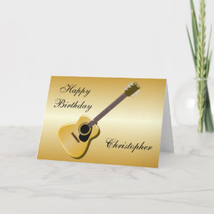 Cartão Violão Acústico Apenas Adicione Nome Aniversári