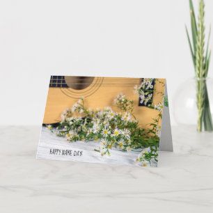 Cartão Violão Name Day com flores silvestres