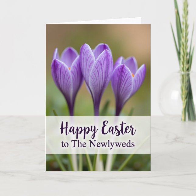 Cartão Violet Spring Newlyweds Easter Card (Frente)