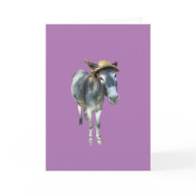 Violet the Donkey in Straw Hat with Flowers