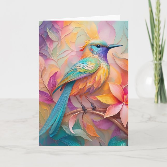 Cartão Violet Throed Songbird Fantasy Bird (Frente)