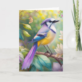 Cartão Violet Tufted Jay Fantasy Bird