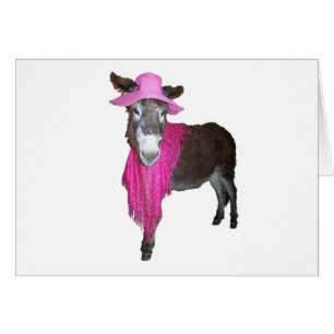 Cartão Violeta o burro vestido a rosa