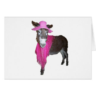 Cartão Violeta o burro vestido a rosa