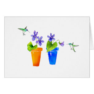 Cartão Violetas e colibris
