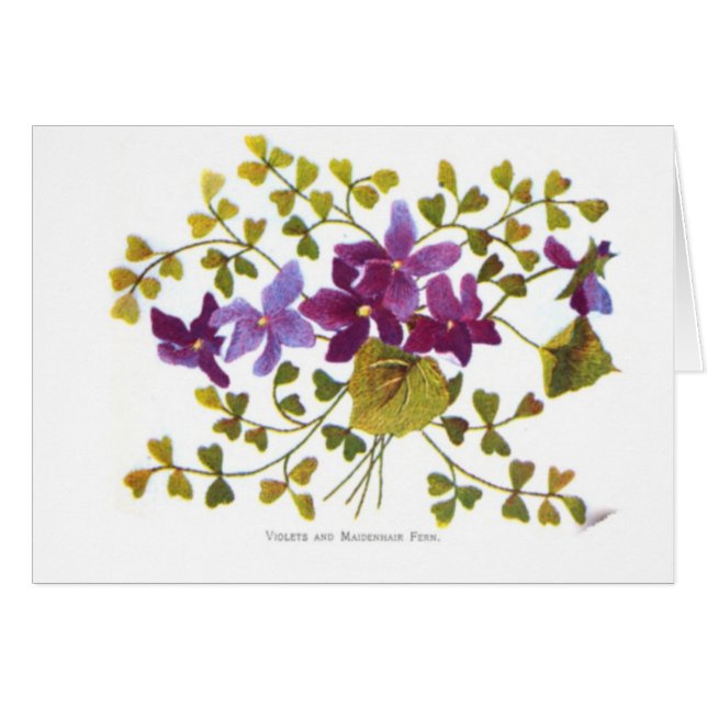 Cartão Violetas e Maidenhair Fern (Frente Horizontal)