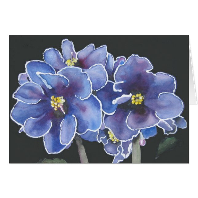 Cartão Violetas roxas (Frente Horizontal)