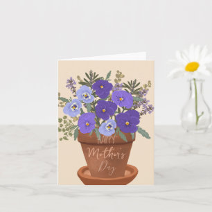 Cartão Violetas Roxas em um Vaso – Arranjo Floral do Dia 