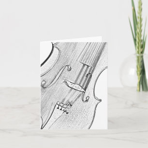 Cartão Violin or Viola Ink Drawing Greeting or Note Card