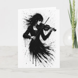 Cartão Violinista Nascido da Tinta na Tempestade de Som