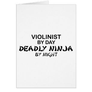 Cartão Violinista Ninja mortal em a noite