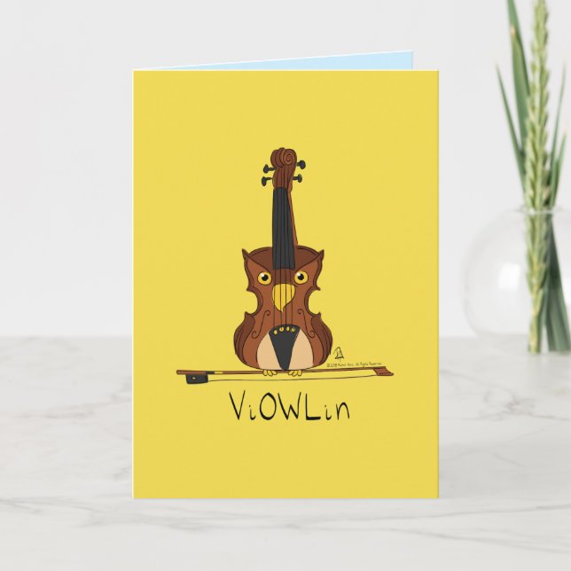 Cartão ViOWLin Funny Violin Owl Music Greeting Card (Frente)