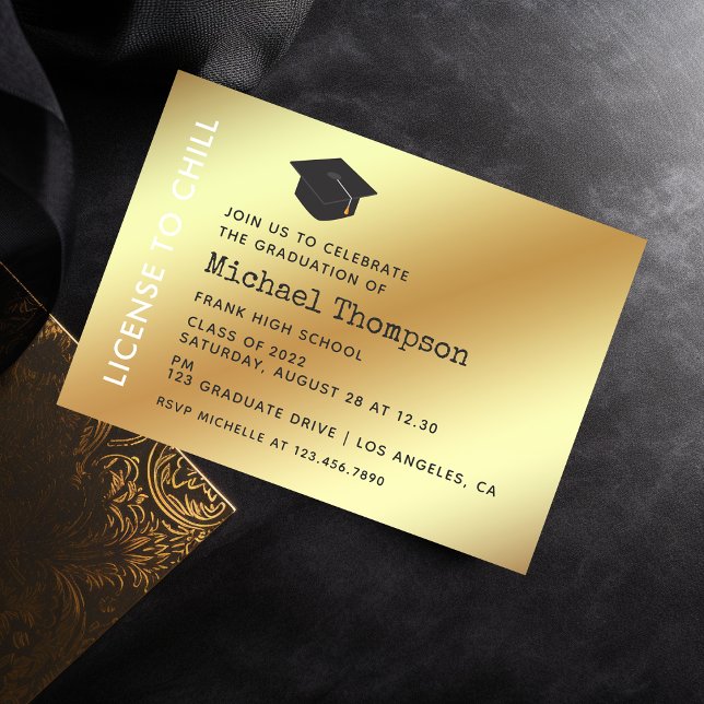 Cartão VIP de Festa de Formatura Preto e Dourado (Criador carregado)