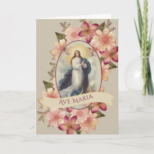 Cartão Virgem Abençoada Católica Mary Ave Maria