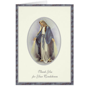 Cartão Virgem Abençoada Maria Condolência Funeral Religio