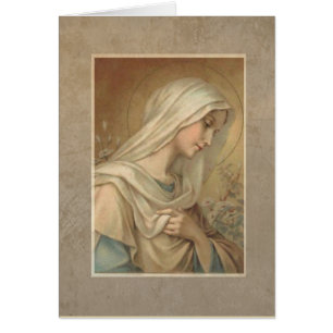 Cartão Virgem Abençoada Maria Daisias Religiosas Católica