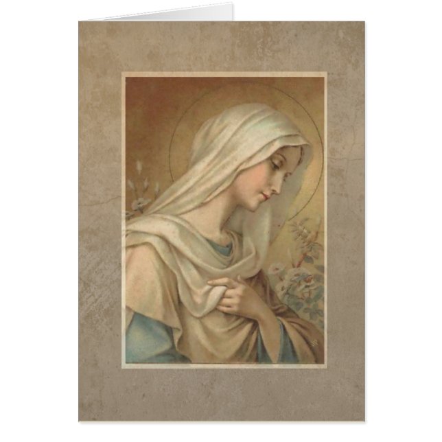Cartão Virgem Abençoada Maria Daisias Religiosas Católica (Frente)