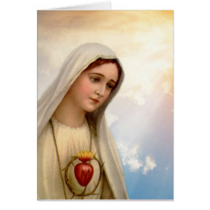 Cartão Virgem Abençoada Maria Immaculada Fátima do Coraçã
