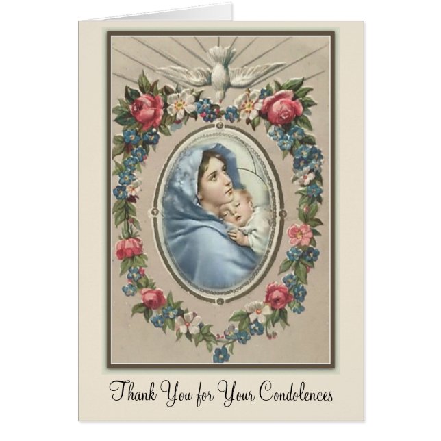 Cartão Virgem Abençoada Mary Condolência Católica Obrigad (Frente)
