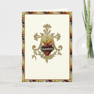 Cartão Virgem Cardíaca Imaculada Mary Monograma Floral