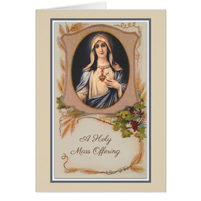 Cartão Virgem Católica Mary Simpatia Oferta em Massa (Frente)