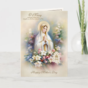 Cartão Virgem Dia de as mães Religiosa Mary Floral