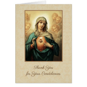 Cartão Virgem Maria Bendita Condolências Católicas Obriga