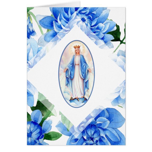 CARTÃO VIRGEM MARIA | DIA DAS MÃES | DÁLIAS AZUIS (Frente)
