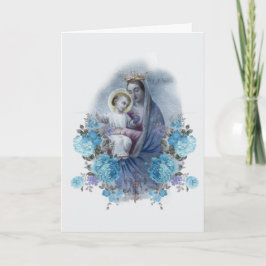 Cartão Virgem Maria Floral Católica Vintage Religiosa