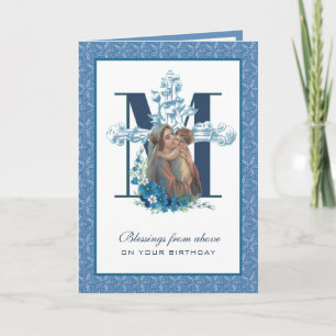 Cartão Virgem Maria Jesus Católico Aniversário Religioso