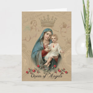 Cartão Virgem Maria Jesus Dia das Mães Vintage