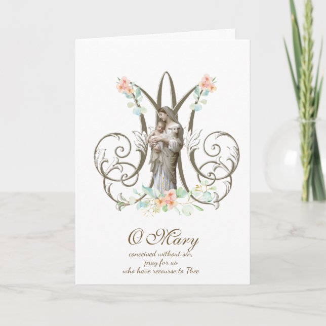 Cartão Virgem Maria Jesus Dia de as mães Religioso (Frente)