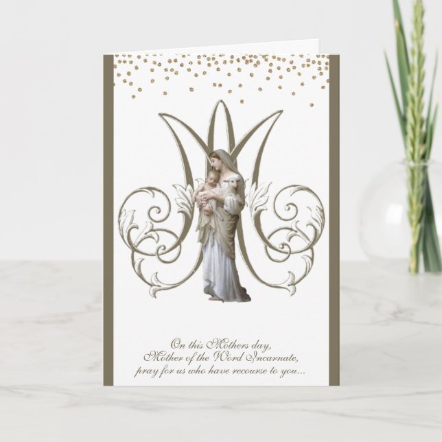 Cartão Virgem Maria Jesus Dia de as mães Religioso (Frente)