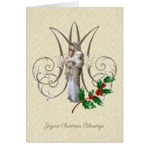 Cartão Virgem Maria Jesus Lamb Vintage Católica Religios