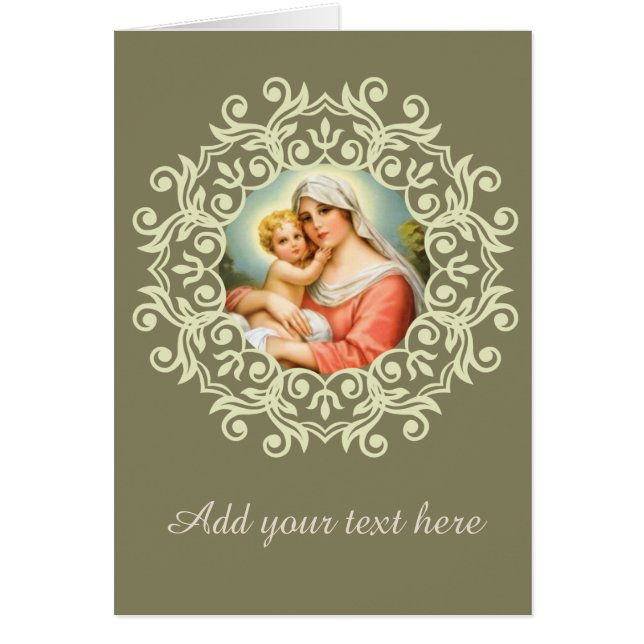 Cartão Virgem Maria Madonna com laço de Jesus do bebê (Frente)