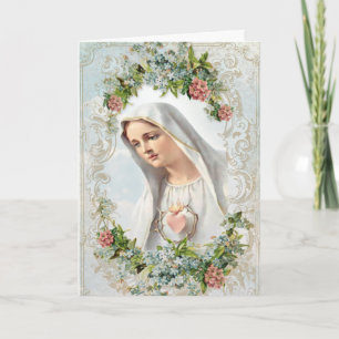 Cartão Virgem Maria Nossa Senhora de Fátima Religiosa Flo