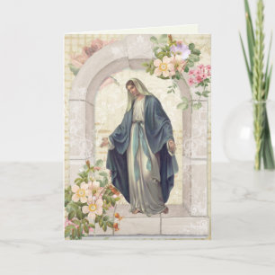 Cartão Virgem Maria Religiosa Buquê Espiritual Orações