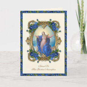 Cartão Virgem Maria Religiosa Floral Católica Assunção