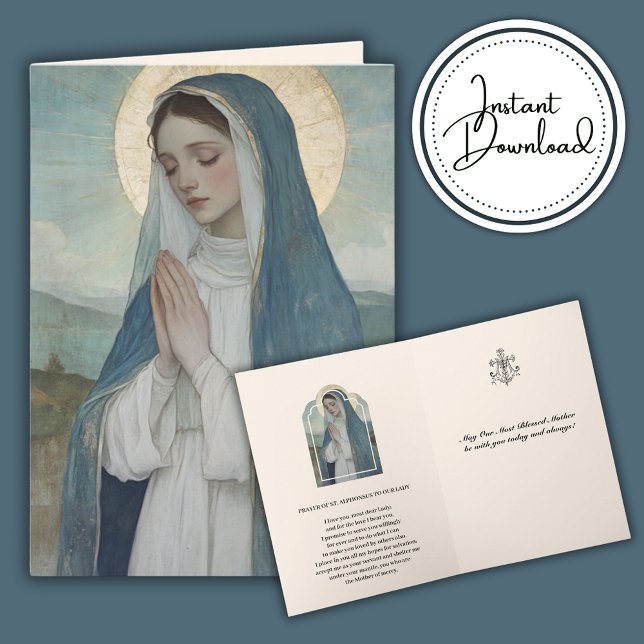 Cartão Virgem Maria Rezando Religiosa Católica (Criador carregado)