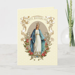 Cartão Virgem Maria Santíssima Católica Dia das Mães Vint