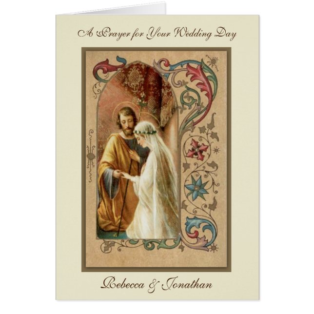 Cartão Virgem Religiosa do Casamento Católico Mary Joseph (Frente)