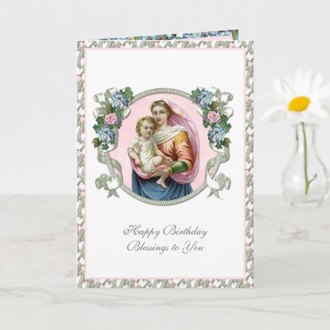 Cartão Virgem Religiosa Maria Cartaz das Flores de Jesus (Planta pequena)