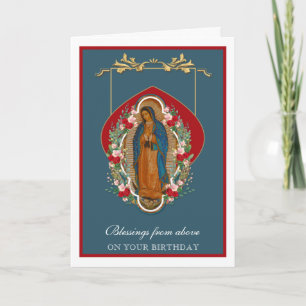 Cartão Virgem Religiosa Mary Guadalupe Rosas Espanhóis