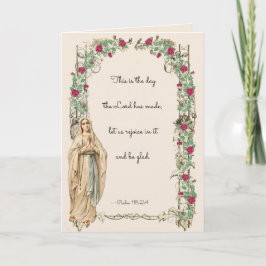 Cartão Virgem Religiosa Mary Rosary Escritura Floral